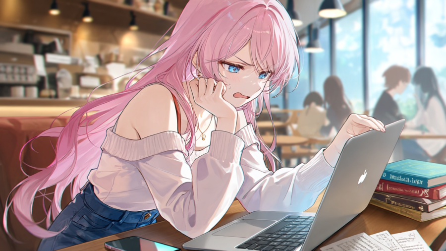 Pythonで悩む女性